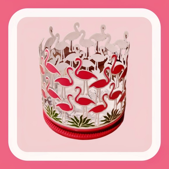 FLAMINGO FLOCK 3-WICK CANDLE HOLDER BY BATH & BODY WORKS, Pink & Green - Picture 1 of 2